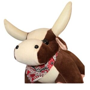 Texas Longhorn Bull Plush Kids Brown Excellent Western New